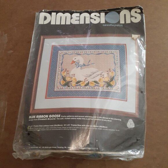 Dimensions Needlepoint Blue Ribbon Goose Spring Easter Tulips (Open Package)